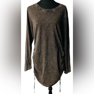 PINK Victoria’s Secret Black /brown Wash large Ruched Side Long Sleeve Dress vs